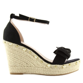 Crne sandale espadrile na klin L2668 crna