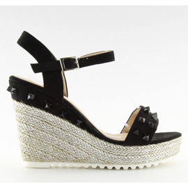 Crne espadrile na klin, crne TS-16 crne crna