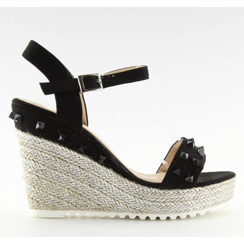 Crne espadrile na klin, crne TS-16 crne crno