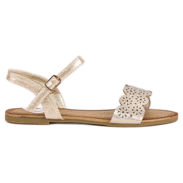 Comer Ravne sandale zakopčane kopčom žuta boja