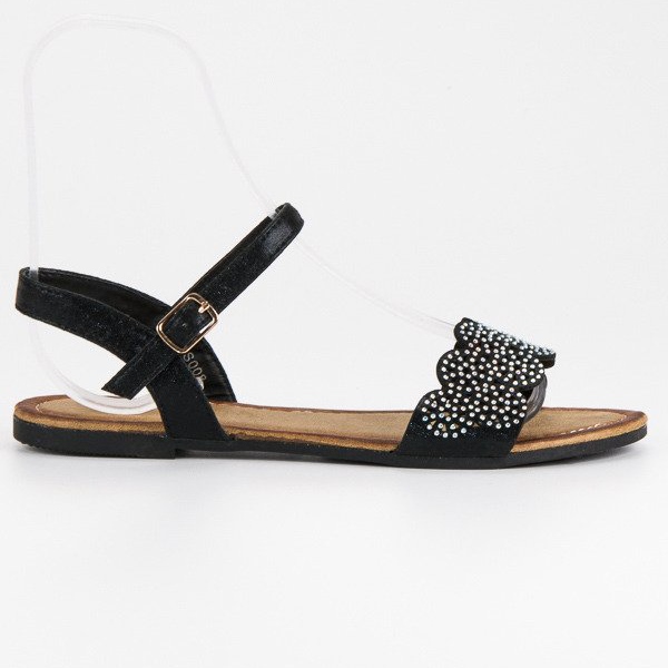 Comer Ravne sandale zakopčane kopčom crno