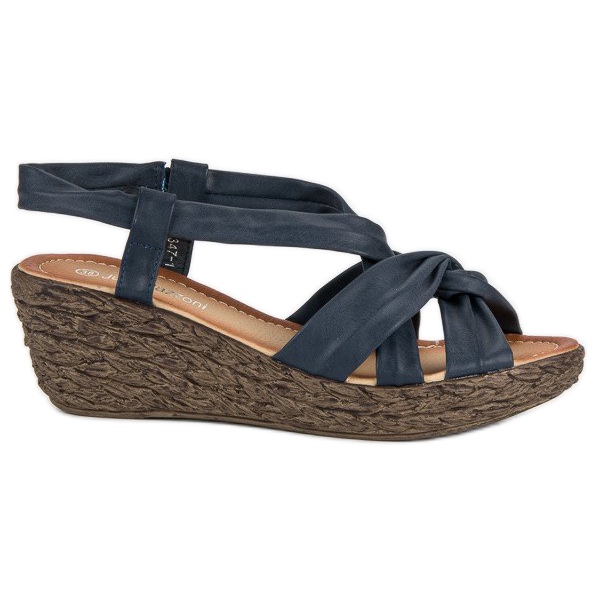 Slip-on sandale na klin plava