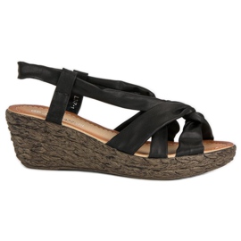 Slip-on sandale na klin crna