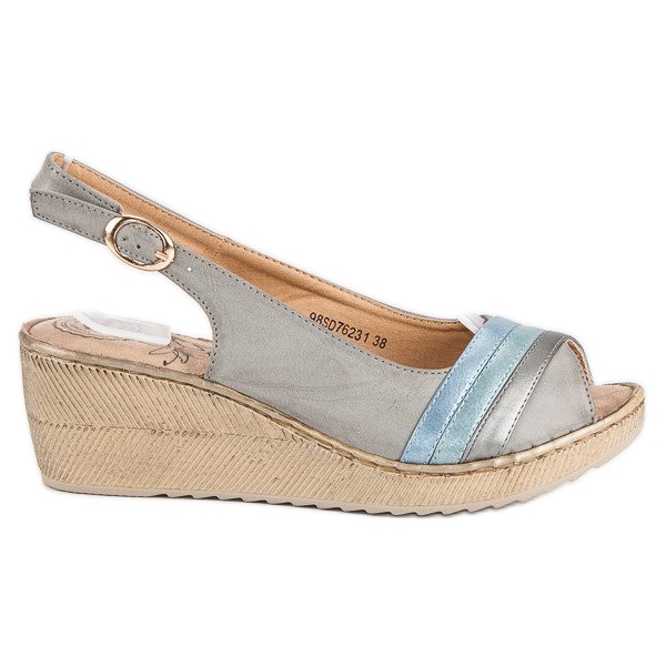 Udobne sandale na klin siva