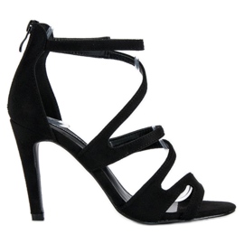 Sandale od antilopa na visokoj potpetici crno