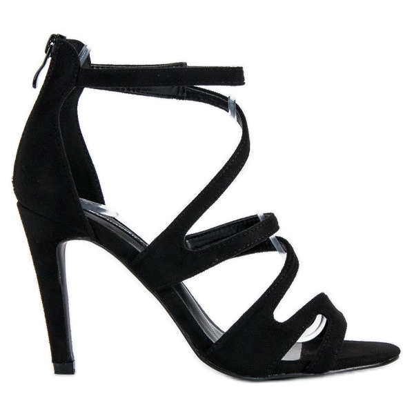 Sandale od antilopa na visokoj potpetici crno