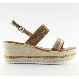 Zlatne espadrile sandale na klin GG-52P Gold zlatni