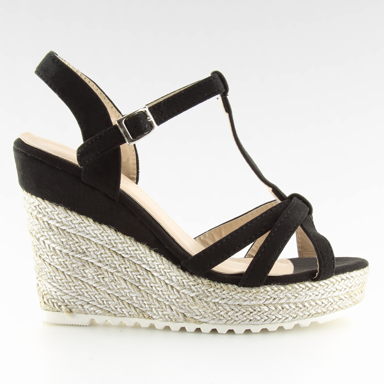 Crne sandale, espadrile na klin, crne 680-30 crne crno