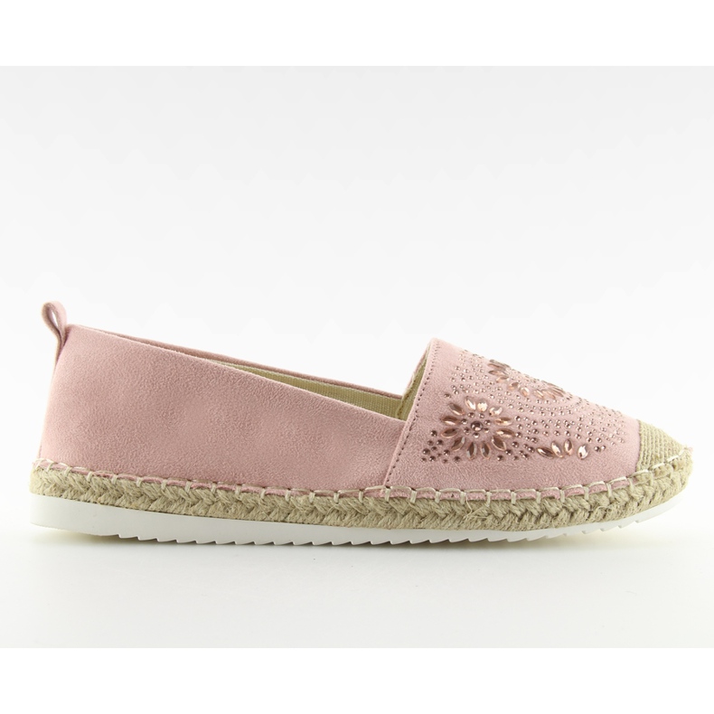 Espadrile ukrašene ružičastom 5599-1 Pink ružičasta