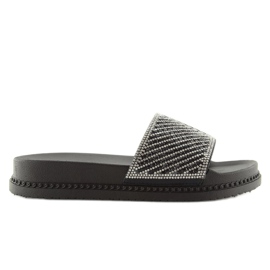 Crne papuče sa kubnim cirkonijem 966 Crna