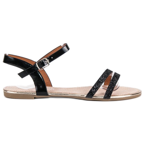 American Club Crne ravne američke sandale crno