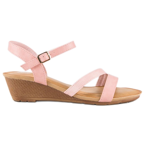 Bello Star Udobne sandale na klin ružičasta