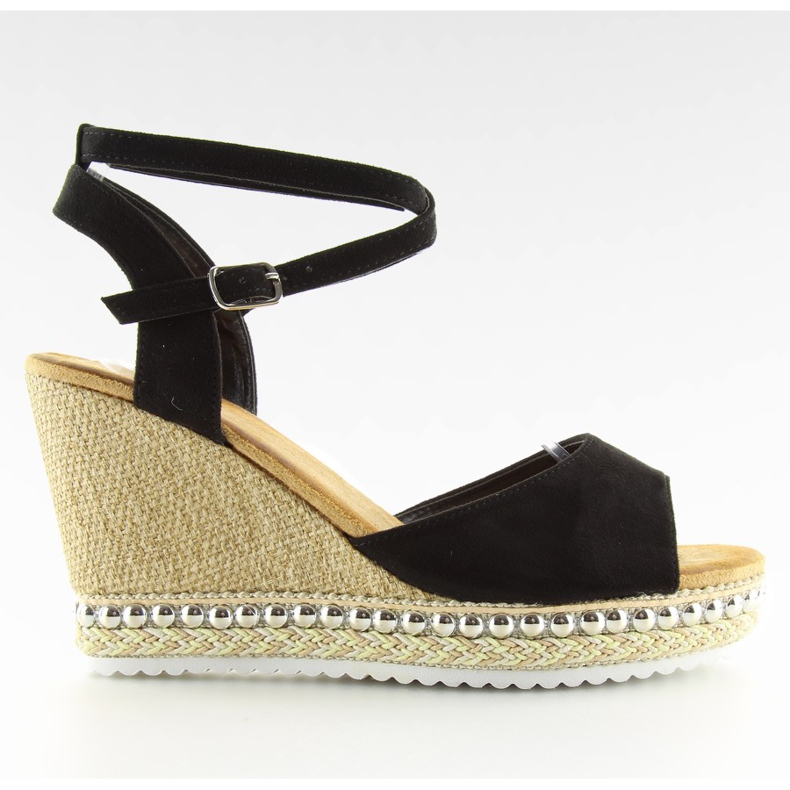 Crne sandale na klin LJ-5K41 crne crno