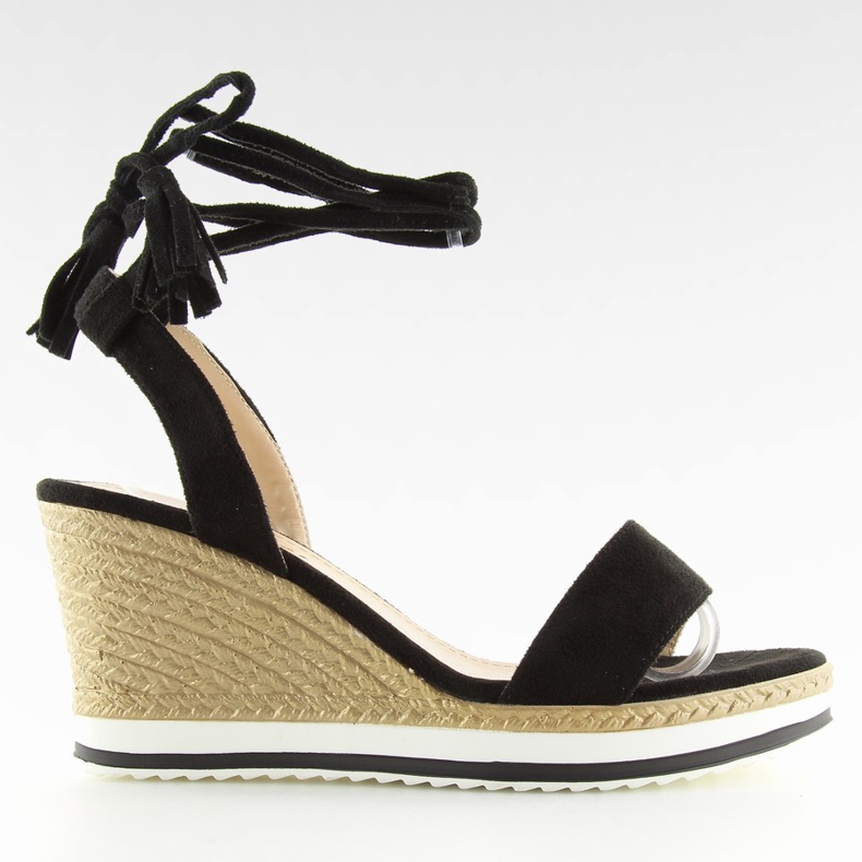 Crne sandale na crni klin JH630 crne crno