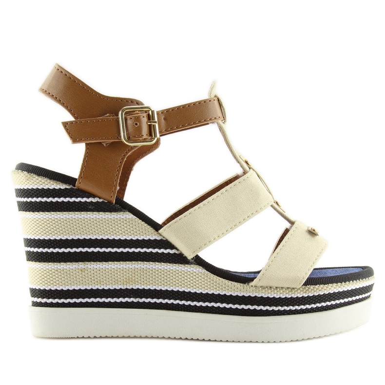 Bež sandale na klin YQ05 Bež