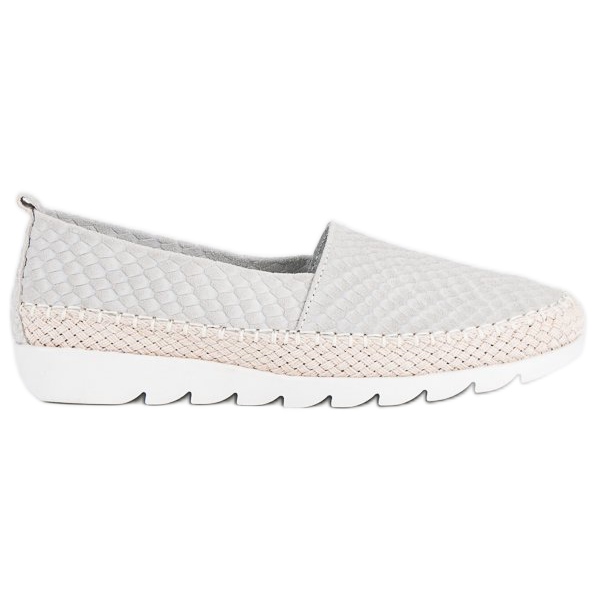 Filippo Kožne slip-on espadrile siva