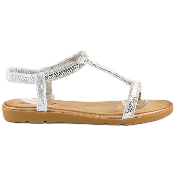 Fama Srebrne sandale s gumicom siva