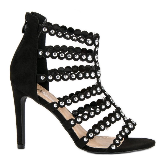 Crne sandale na visokoj potpetici crno