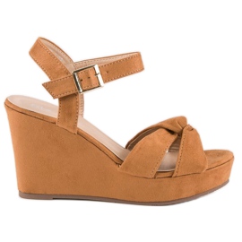 Bello Star Smeđe sandale na klin smeđa višebojan