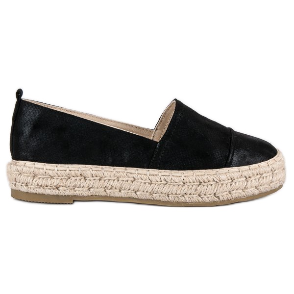 Slip-on espadrile na platformi crno