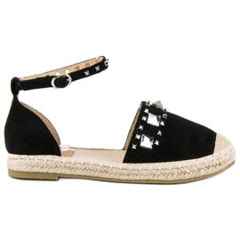 Ravne sandale espadrile crna