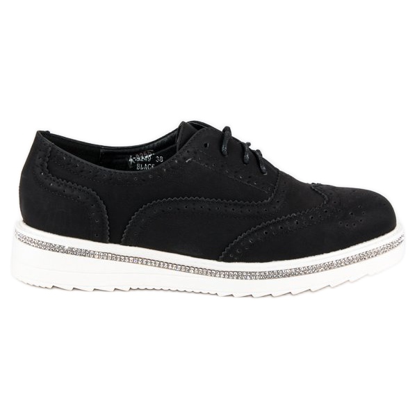 Ideal Shoes Crne cipele na vezanje crno