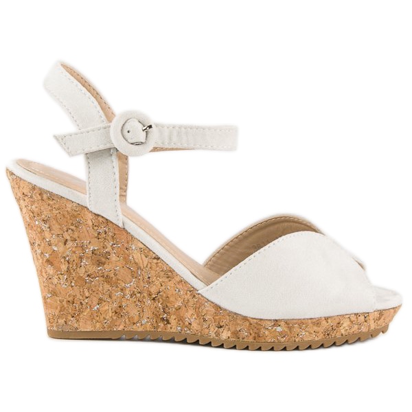 Sandale na štiklu od pluta siva