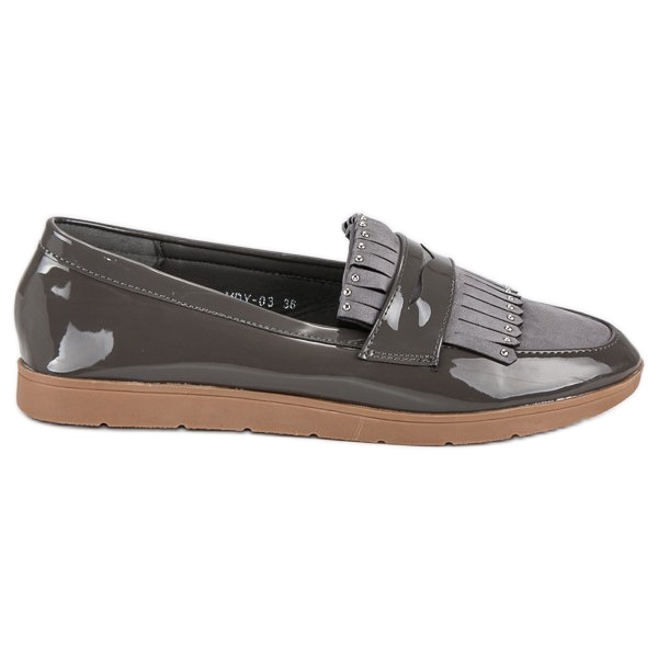 Sive lakirane mokasine siva