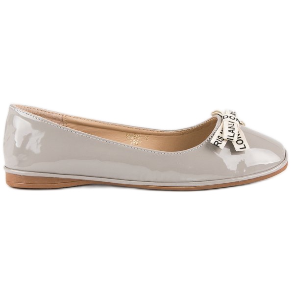 Ideal Shoes Sivo lakirane balerinke siva