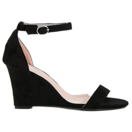 Sandale na klin od antilopa crna