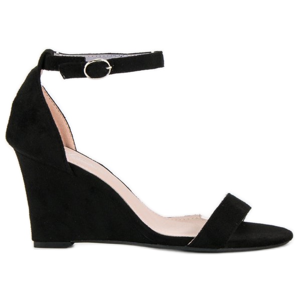 Sandale na klin od antilopa crno