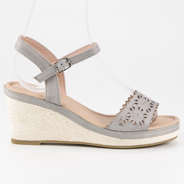 Ideal Shoes Sive espadrile na klin siva