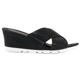 Ideal Shoes Crne papuče na klin crna