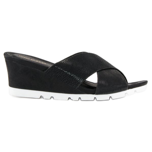 Ideal Shoes Crne papuče na klin crno