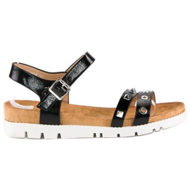 Forever Folie Crne sandale s rhinestones crna