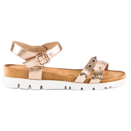 Forever Folie Ružičaste sandale s rhinestones ružičasta