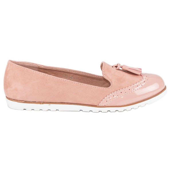 Super Me Ružičaste mokasine s resama ružičasta