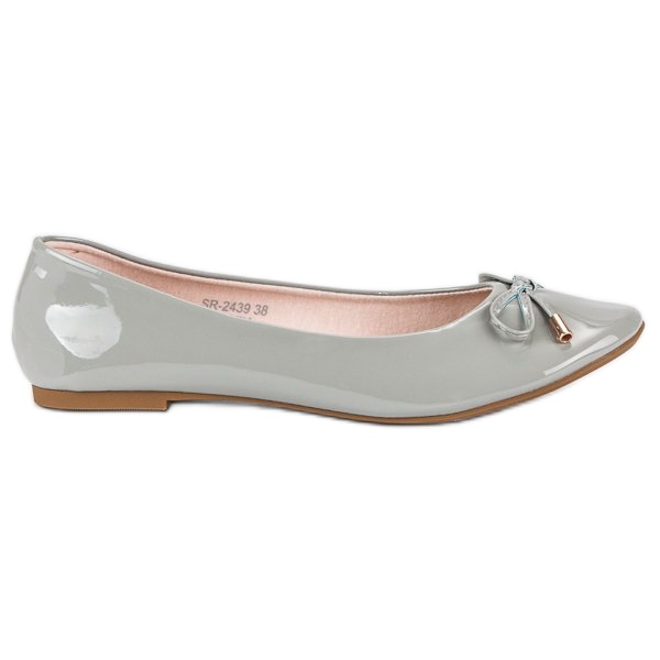 Ideal Shoes Lakirane sive balerinke siva