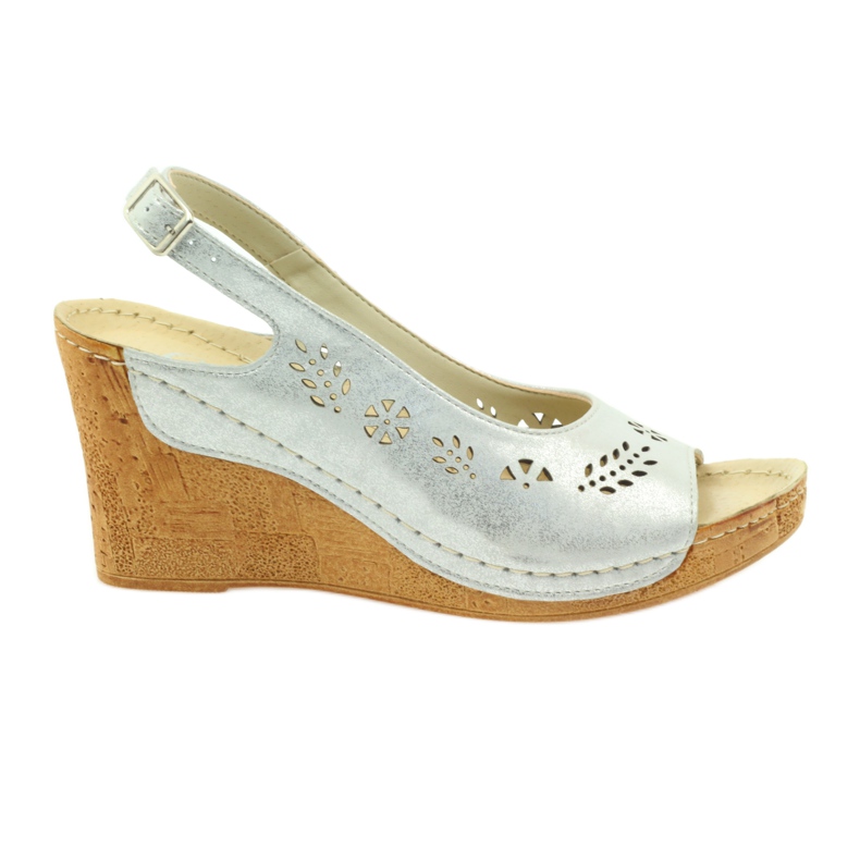 Gregors Ženske metalne kožne sandale za srebrne klinove 709 srebro