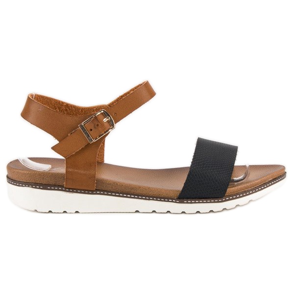 Licean Ravne sandale s kopčom smeđa