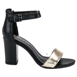 VINCEZA sandale na visoku petu crna žuta boja