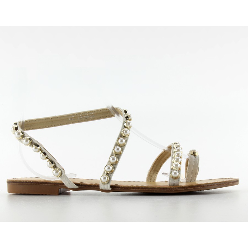 Asimetrične sandale s 1248 bisera bijela