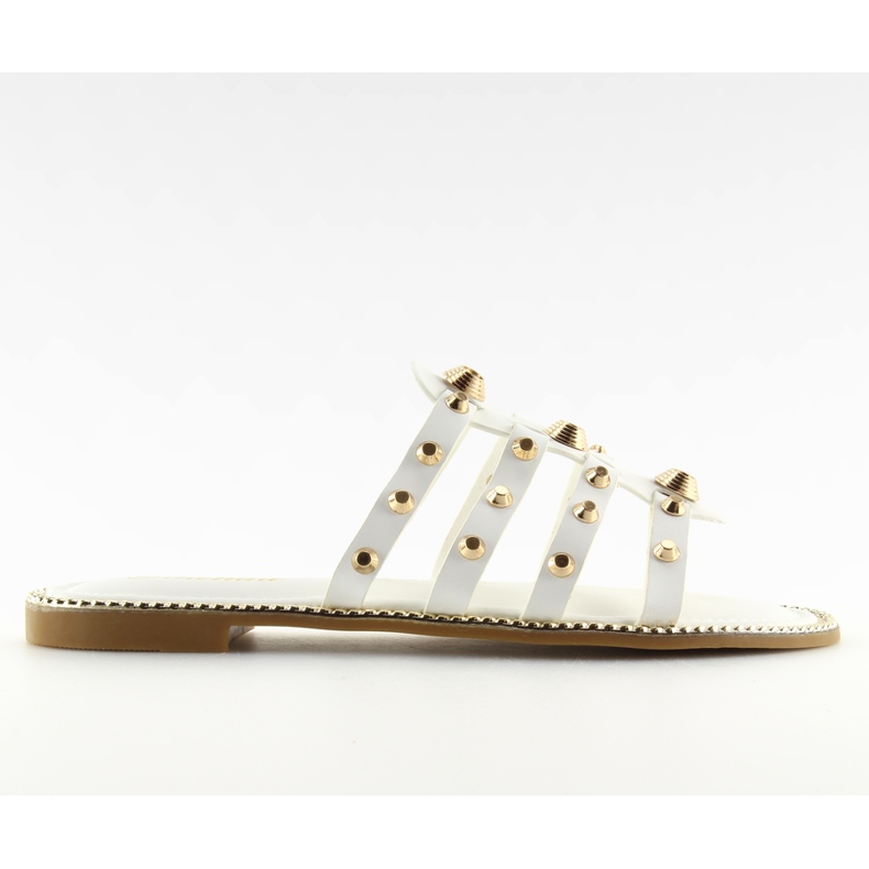 Bijele papuče s kopčama 99-41 Bijele bijela