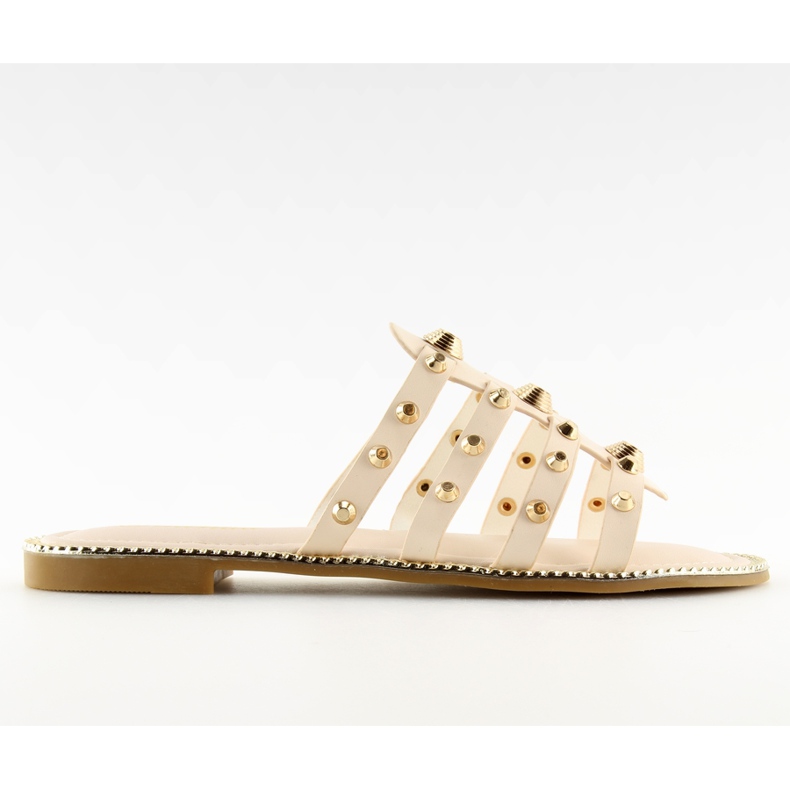 Bež papuče s kopčama 99-41 Bež