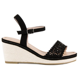 Ideal Shoes Crne espadrile na klin crna
