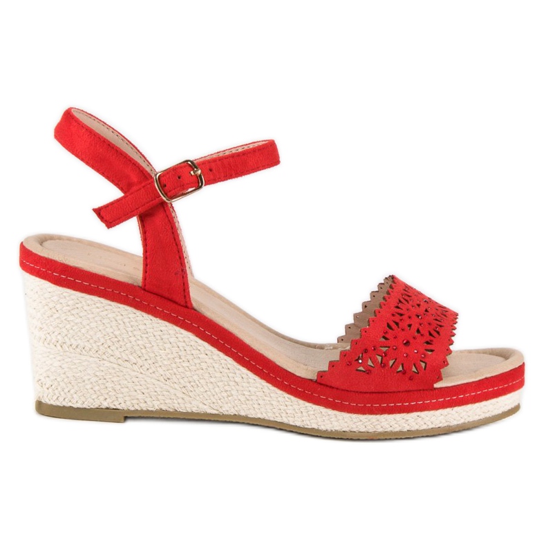 Ideal Shoes Crvene espadrile na klinu crvena