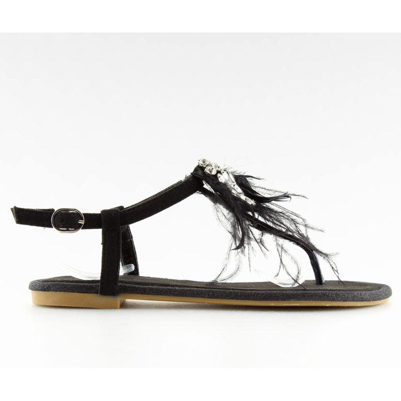 Crne sandale s perjem 7267 Crna crno