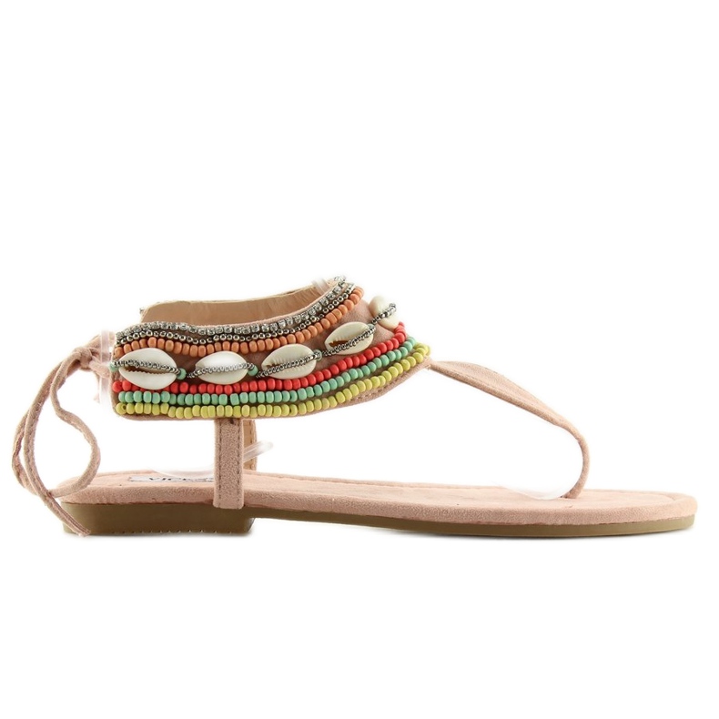 Sandale s ružičastim perlama 8241 Pink ružičasta