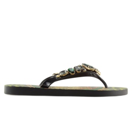 Japanke s kamenčićima 8250 Green crna zelena