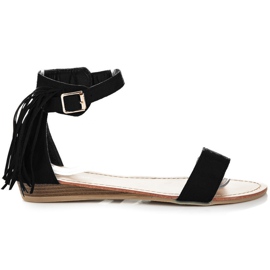 Abloom Sandale od antilopa s resama crna